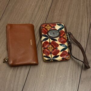 Fossil Brown and Patterned Women's Wallet Set